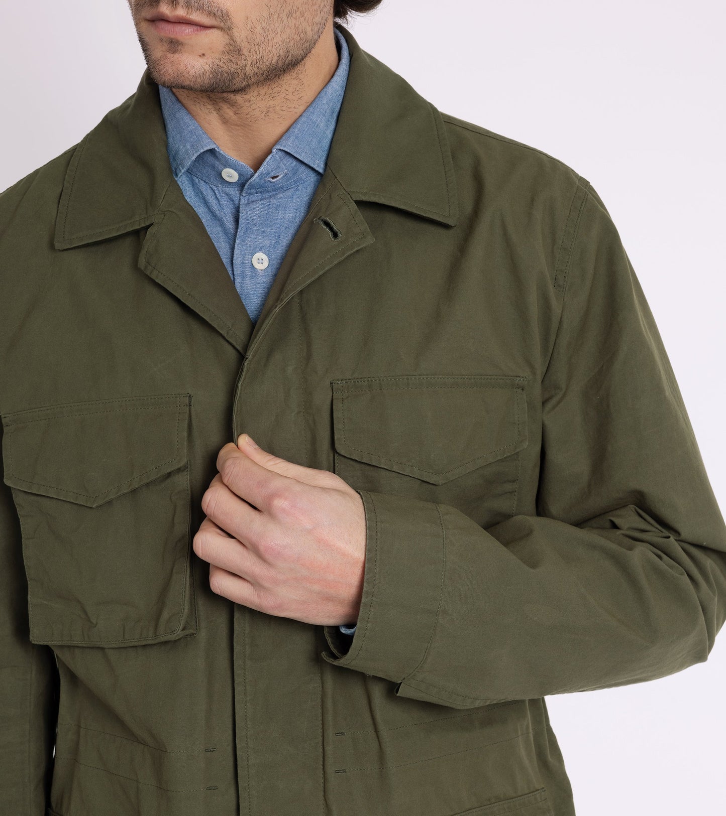 Trunk Blandford Waxed Cotton Field Jacket: Dark Olive