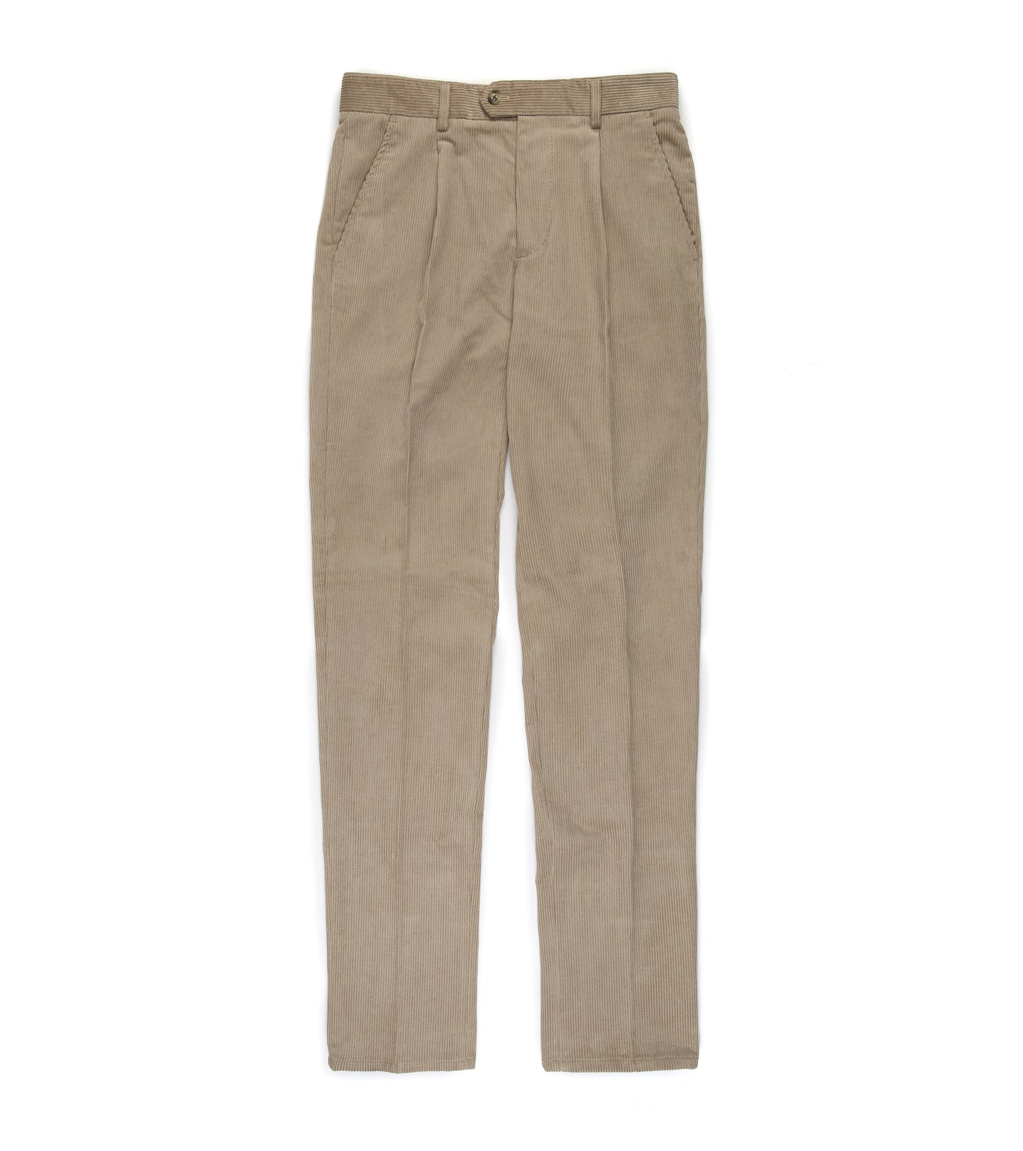 Trunk Hollen Single Pleat Corduroy Trousers: Light Beige