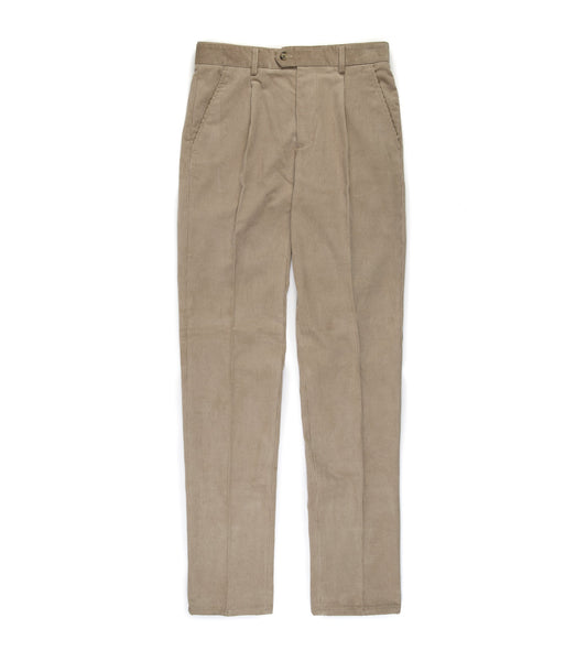 Trunk Hollen Single Pleat Corduroy Trousers: Light Beige