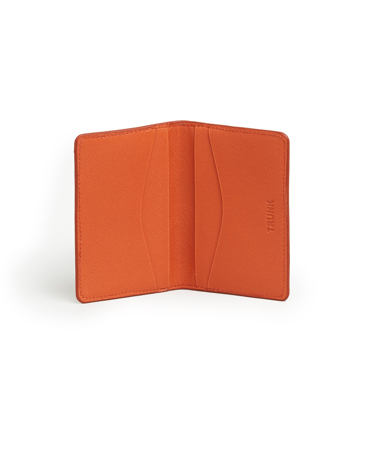 Trunk Saffiano Leather Bifold Cardholder: Burnt Orange