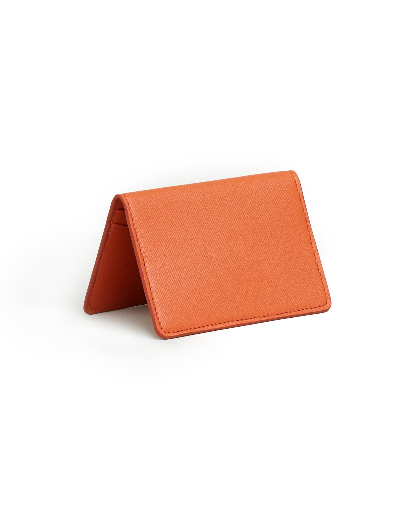 Trunk Saffiano Leather Bifold Cardholder: Burnt Orange