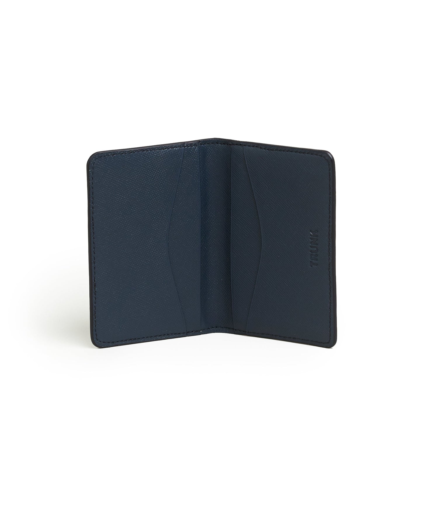 Trunk Saffiano Leather Bifold Cardholder: Dark Blue