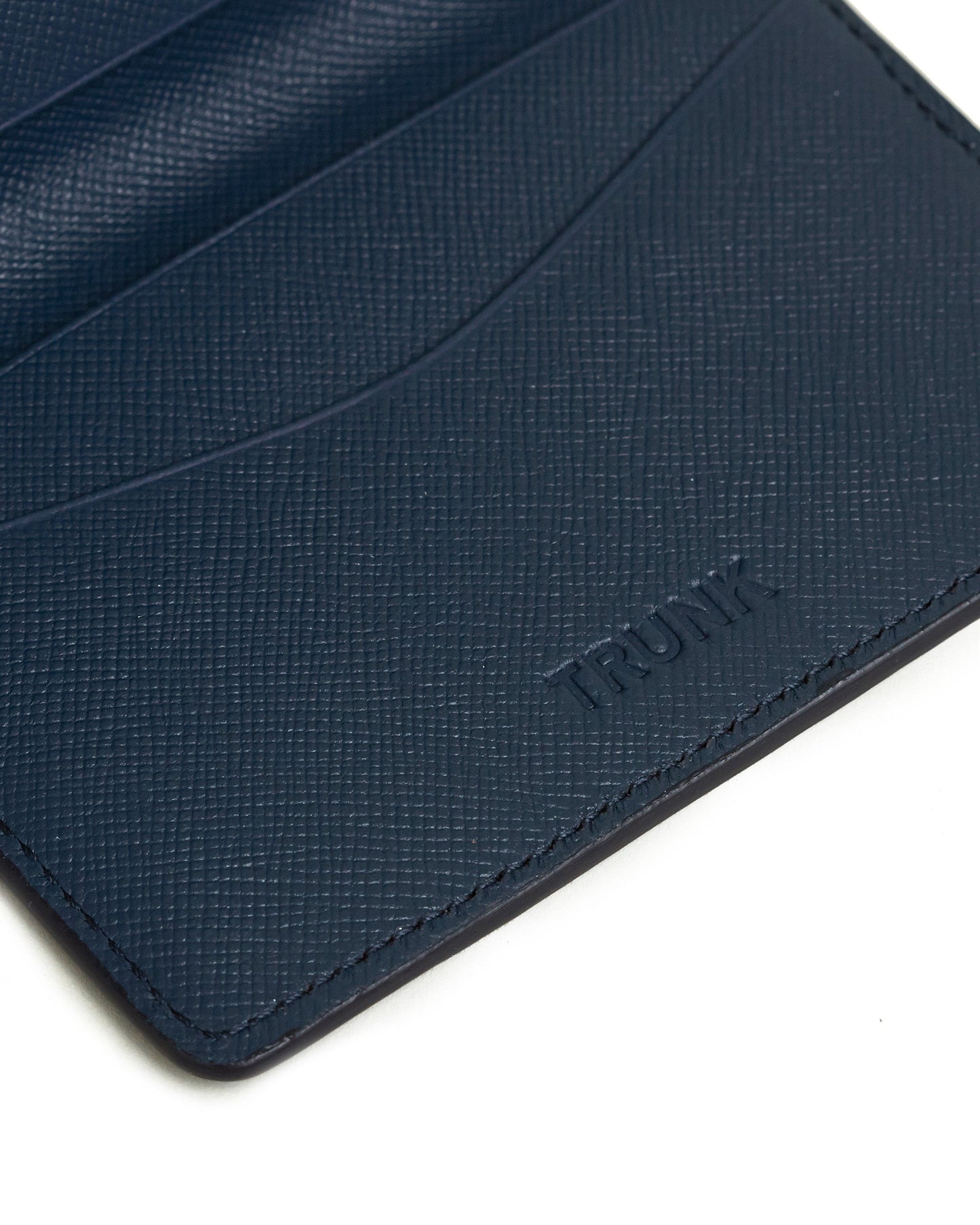 Trunk Saffiano Leather Bifold Cardholder: Dark Blue