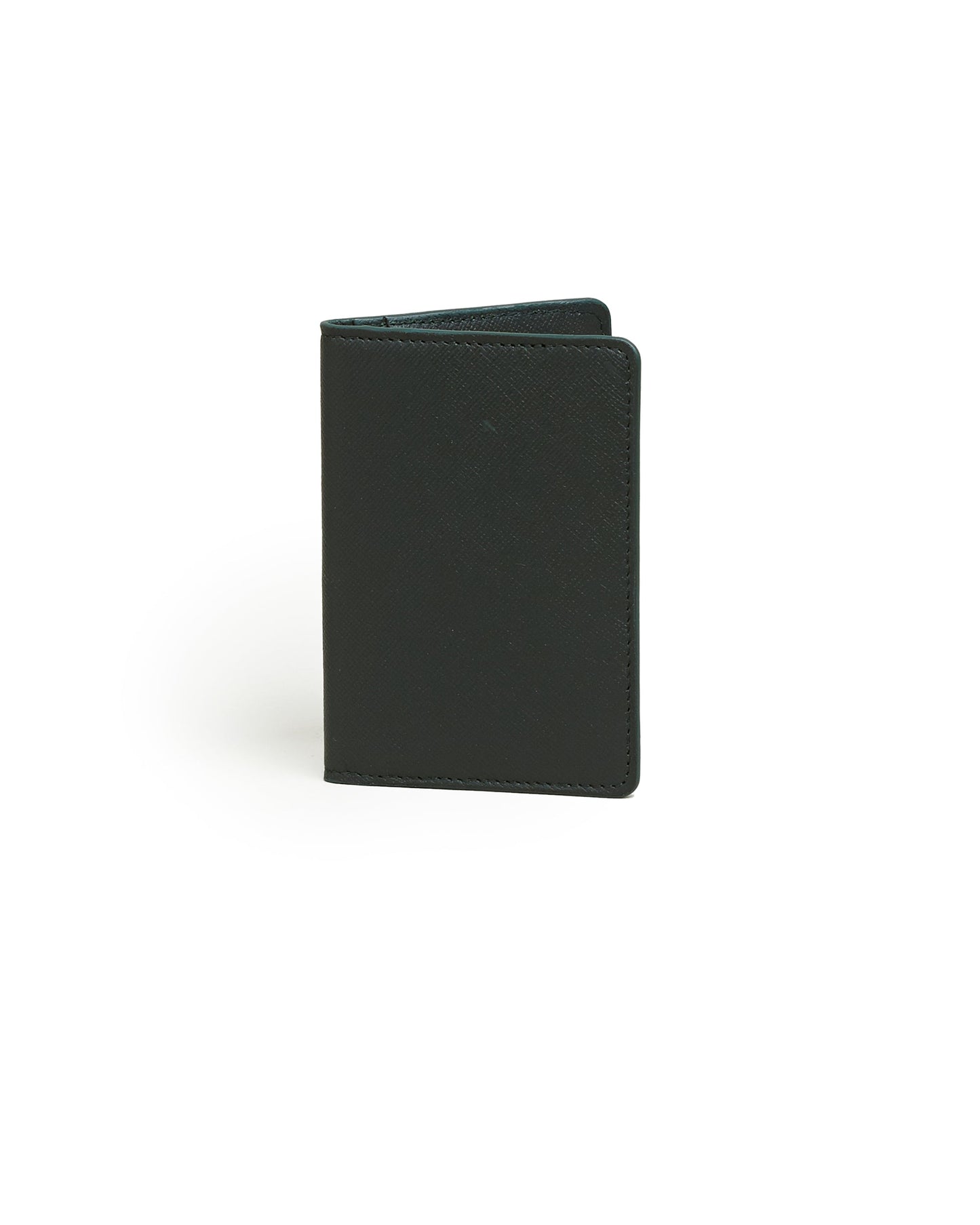 Trunk Saffiano Leather Bifold Cardholder: Hunter Green