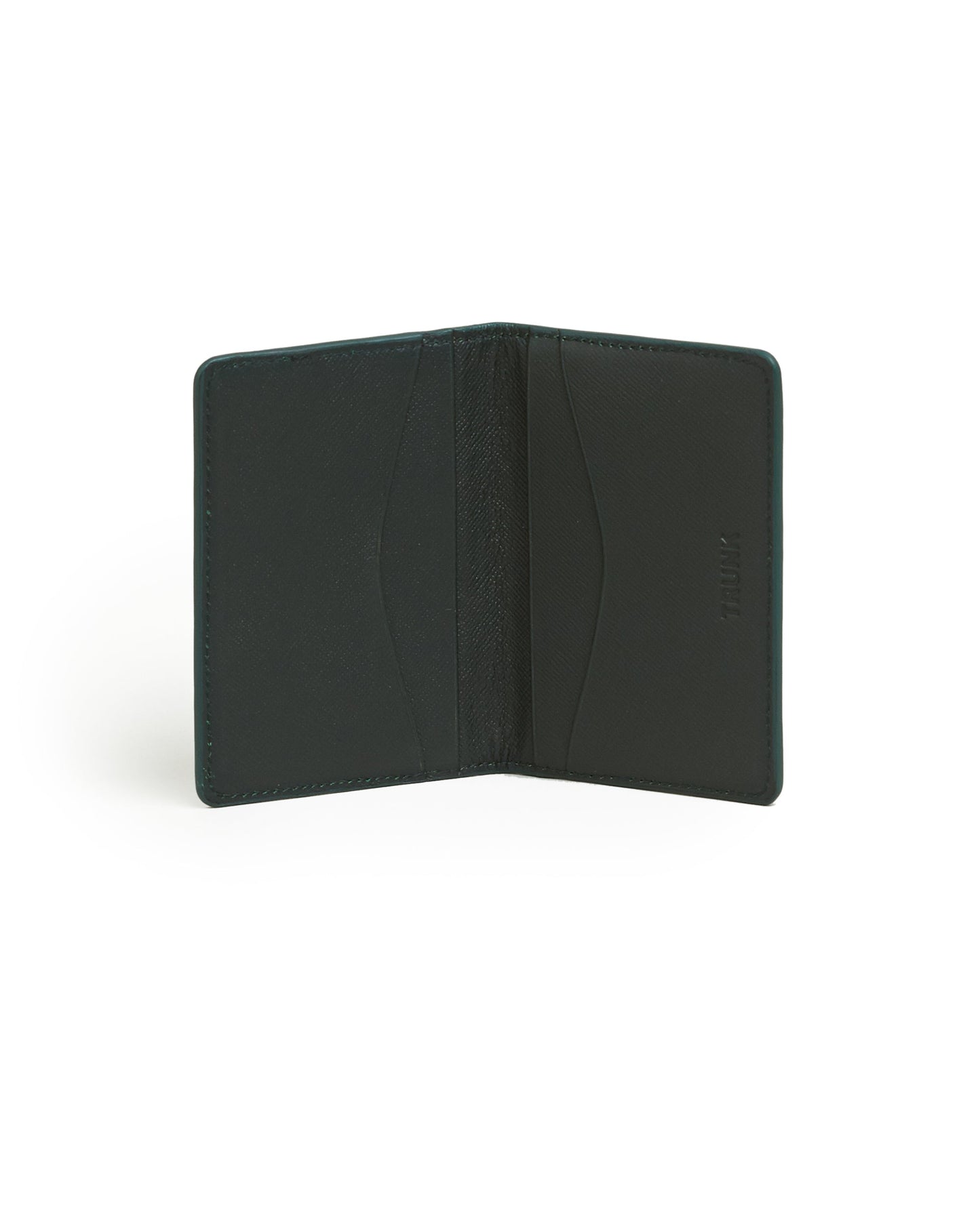 Trunk Saffiano Leather Bifold Cardholder: Hunter Green