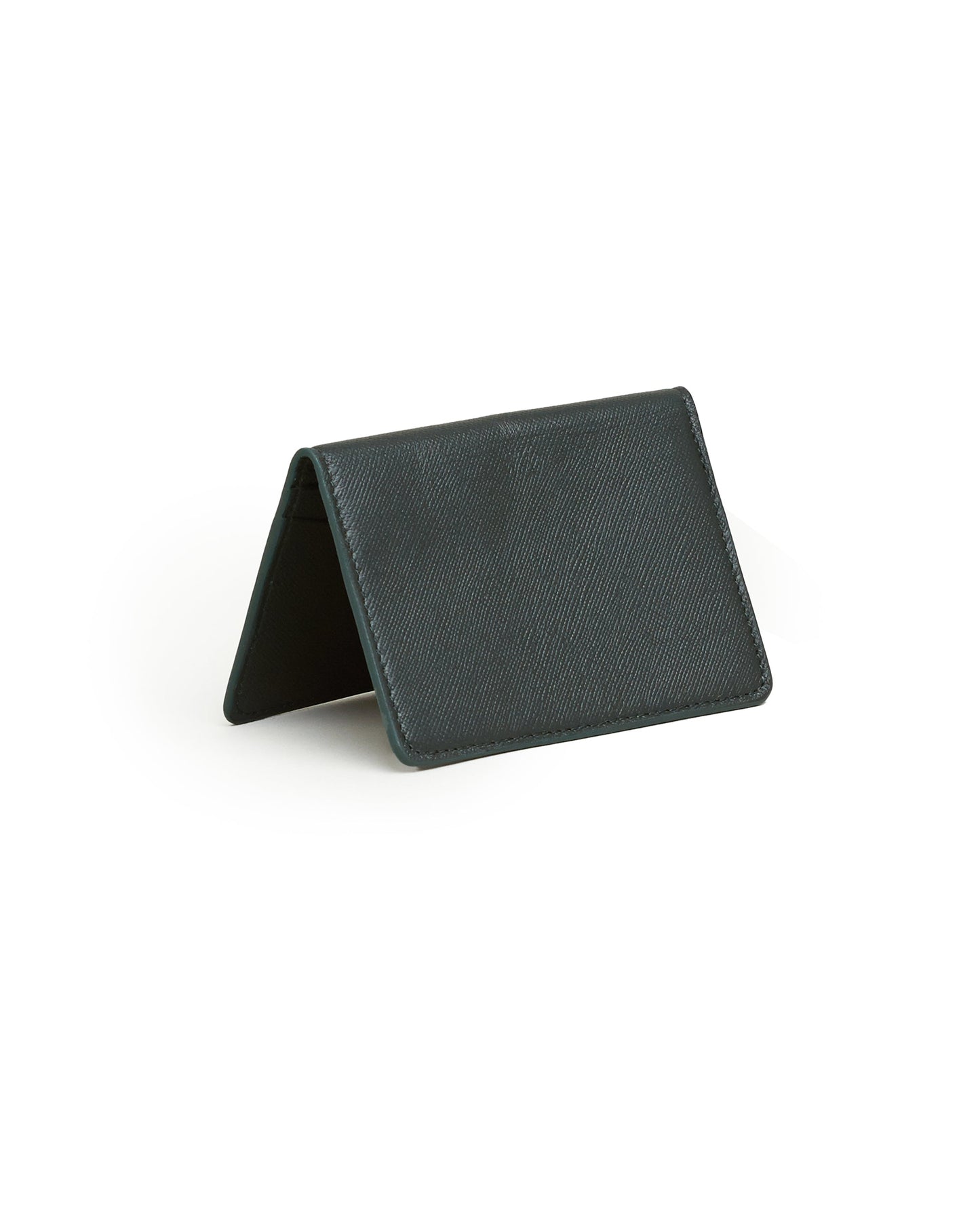 Trunk Saffiano Leather Bifold Cardholder: Hunter Green