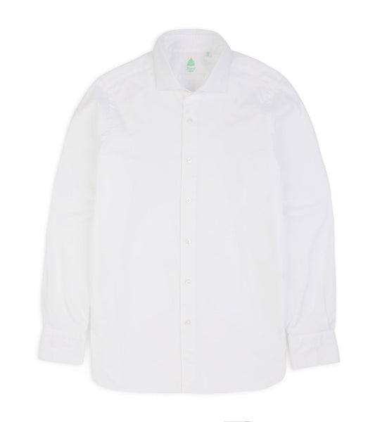 Finamore Gaeta Classic Cotton Luigi Sport Shirt: Fine Oxford White