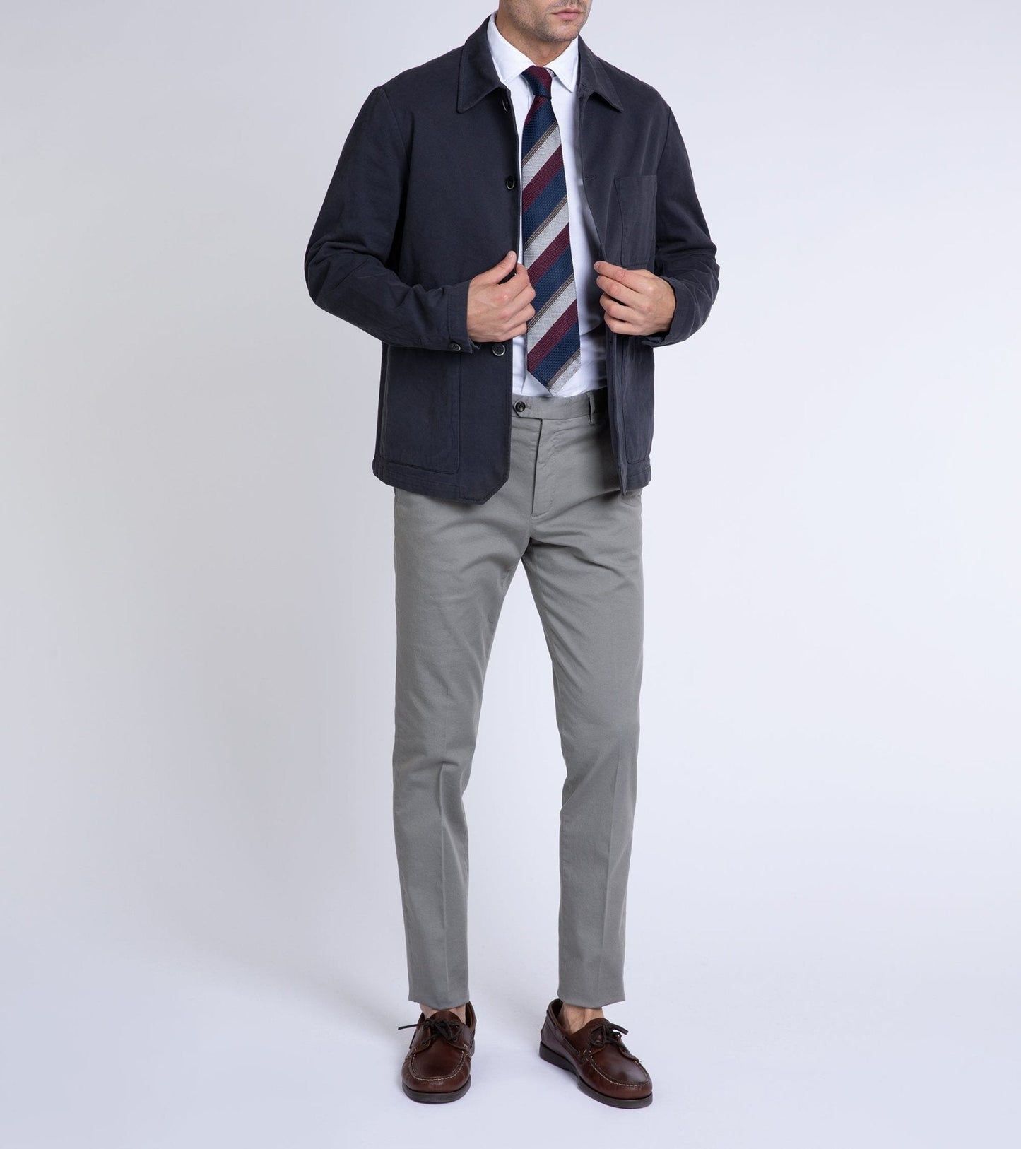 Trunk Welbeck Flat Front Cotton Trousers: Grey